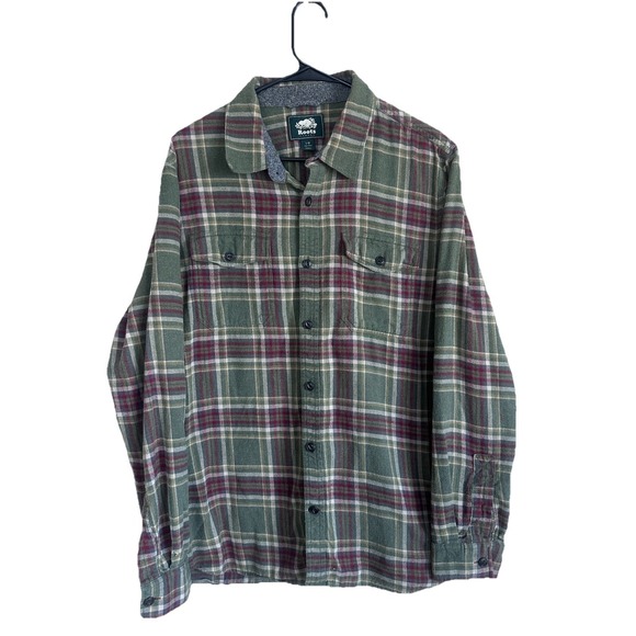 Roots Other - Roots Canada 100% Cotton Flannel Long Sleeve Shirt Large Green Plaid Button Up